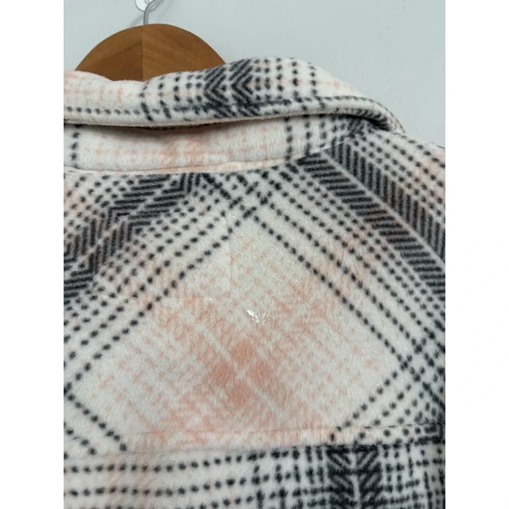 Soho Threads Jacket Womens 2XL Pink‎ Black Plaid Sherpa Lined Shirt Jacket Cozy